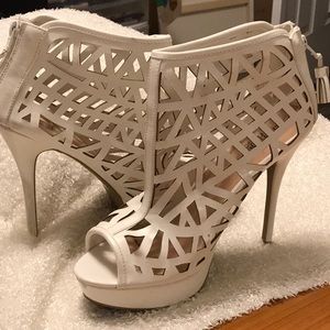 White cut out ankle booties